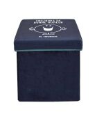 Coffre pouf pliable monsieur heureux  bleu/blanc - 30x30x30 cm